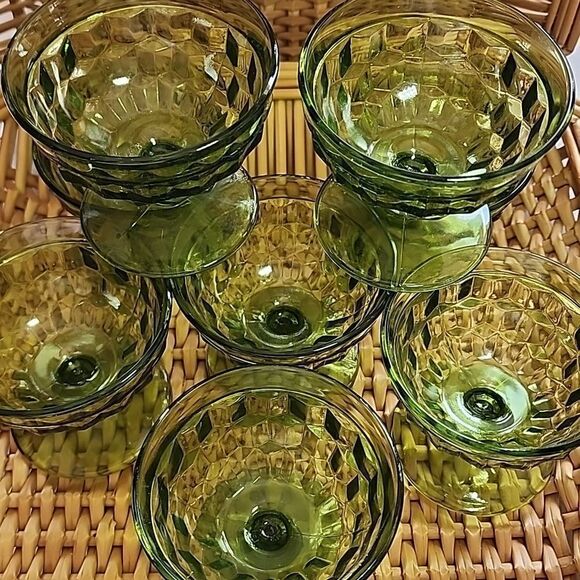 Vintage Set Of 8 Indiana Glass Dessert Icecream Compote Dishes - Picture 4 of 7